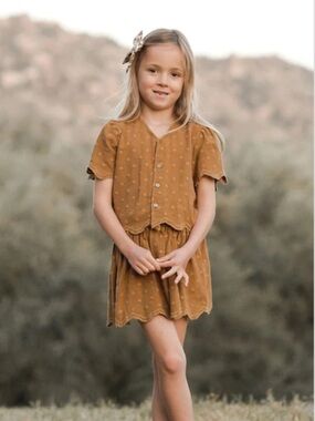 Rylee & Cru Brass Mae Top & Skirt - Kids Size 10/12